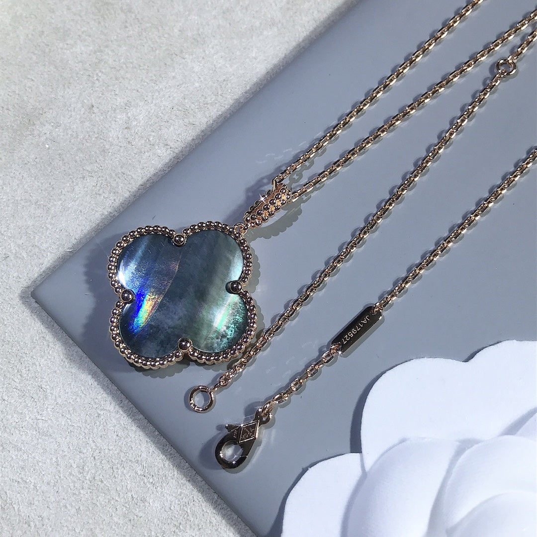¡®Moco¡¯CLOVER 25MM GOLD DARK MOP BIG CLOVER NECKLACE