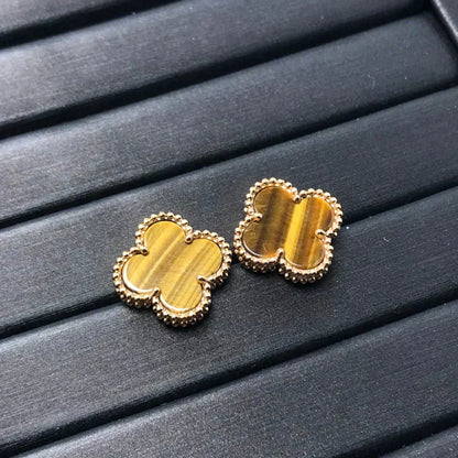 ¡®Moco¡¯CLOVER MEDIUM 1 MOTIFS TIGER EYE EARRINGS