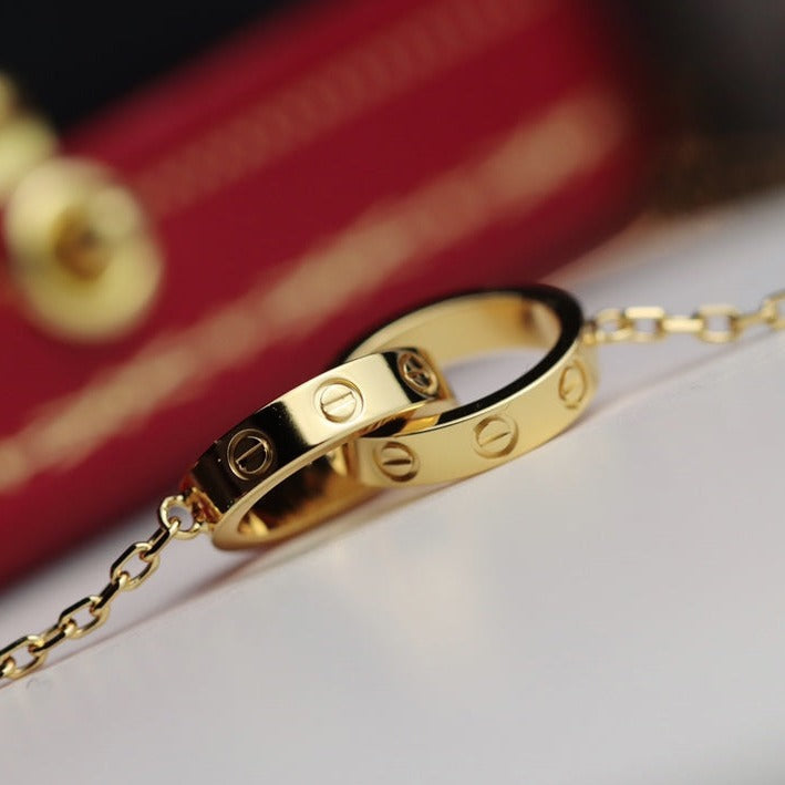 ¡®Moco¡¯LOVE NECKLACE DOUBLE RING GOLD
