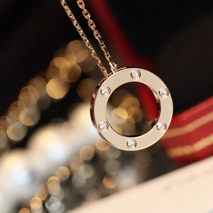 ¡®Moco¡¯LOVE NECKLACE 16MM 6 DIAMONDS PINK GOLD
