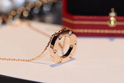 ¡®Moco¡¯LOVE NECKLACE 16MM 6 DIAMONDS PINK GOLD