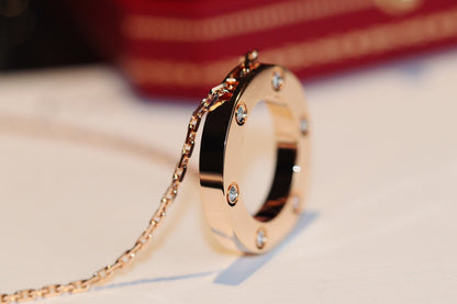 ¡®Moco¡¯LOVE NECKLACE 16MM 6 DIAMONDS PINK GOLD