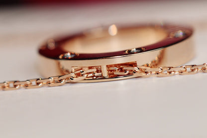 ¡®Moco¡¯LOVE NECKLACE 16MM 6 DIAMONDS PINK GOLD
