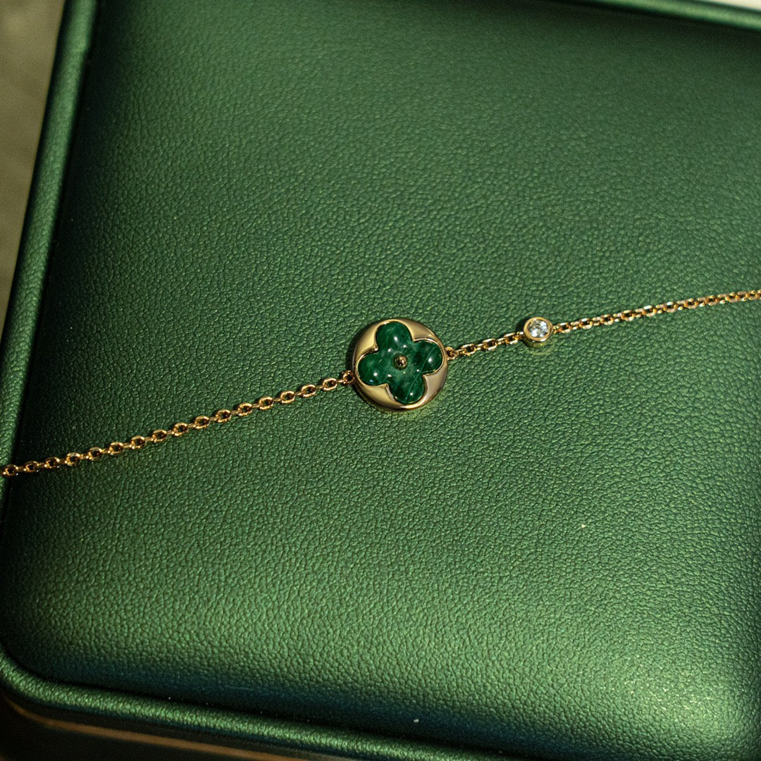 ¡®Moco¡¯SUN MALACHITE 1 DIAMOND PINK GOLD BRACELET