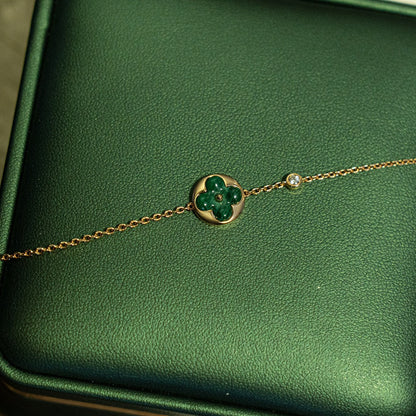 ¡®Moco¡¯SUN MALACHITE 1 DIAMOND PINK GOLD BRACELET