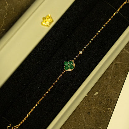 ¡®Moco¡¯SUN MALACHITE 1 DIAMOND PINK GOLD BRACELET