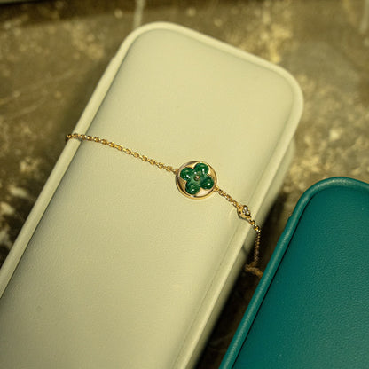 ¡®Moco¡¯SUN MALACHITE 1 DIAMOND PINK GOLD BRACELET