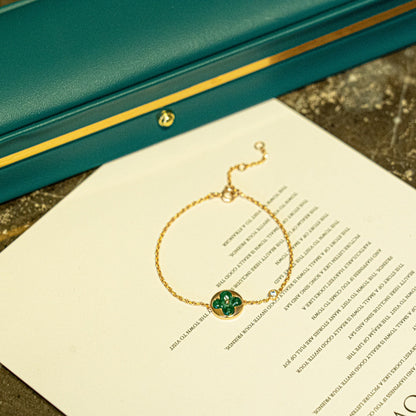 ¡®Moco¡¯SUN MALACHITE 1 DIAMOND PINK GOLD BRACELET