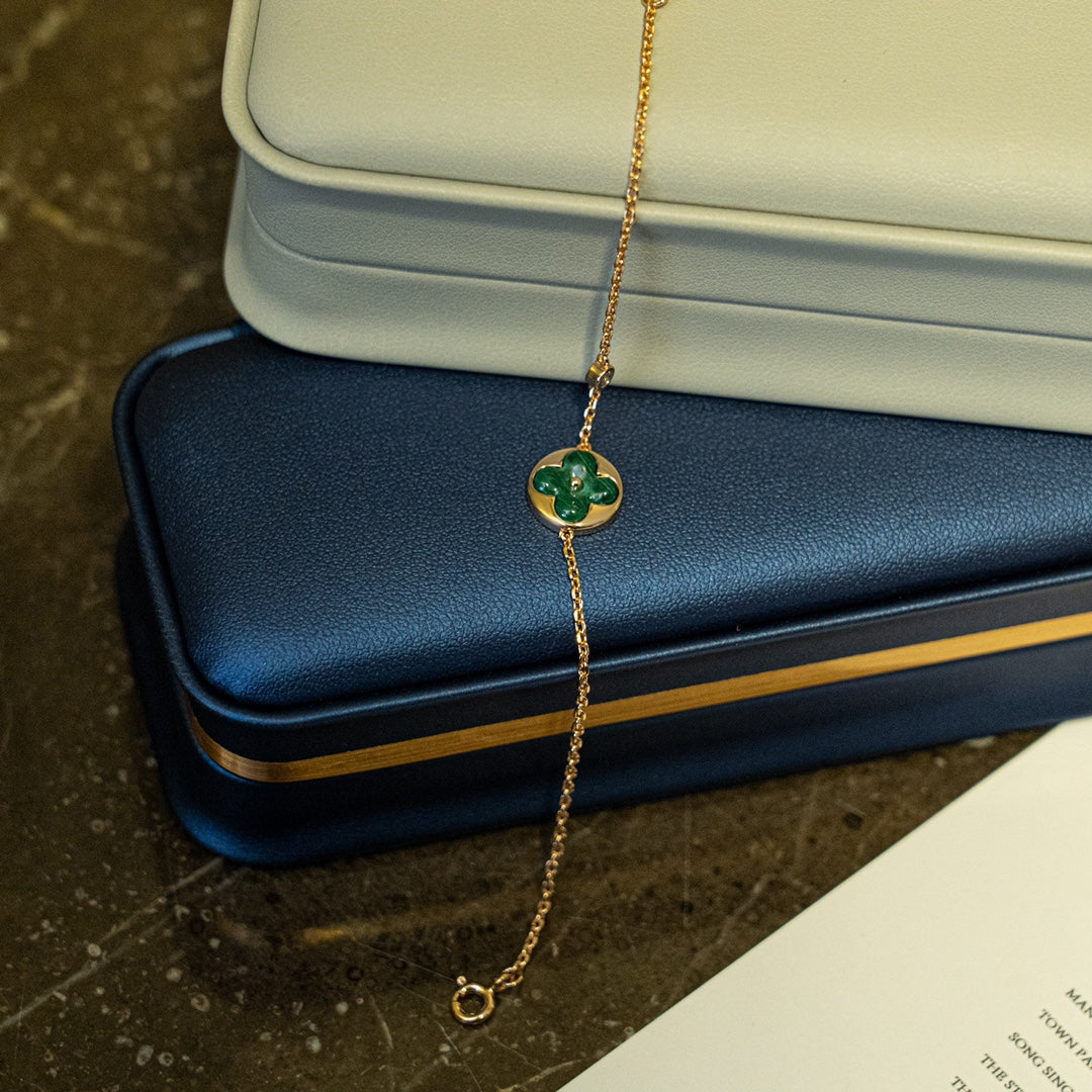 ¡®Moco¡¯SUN MALACHITE 1 DIAMOND PINK GOLD BRACELET