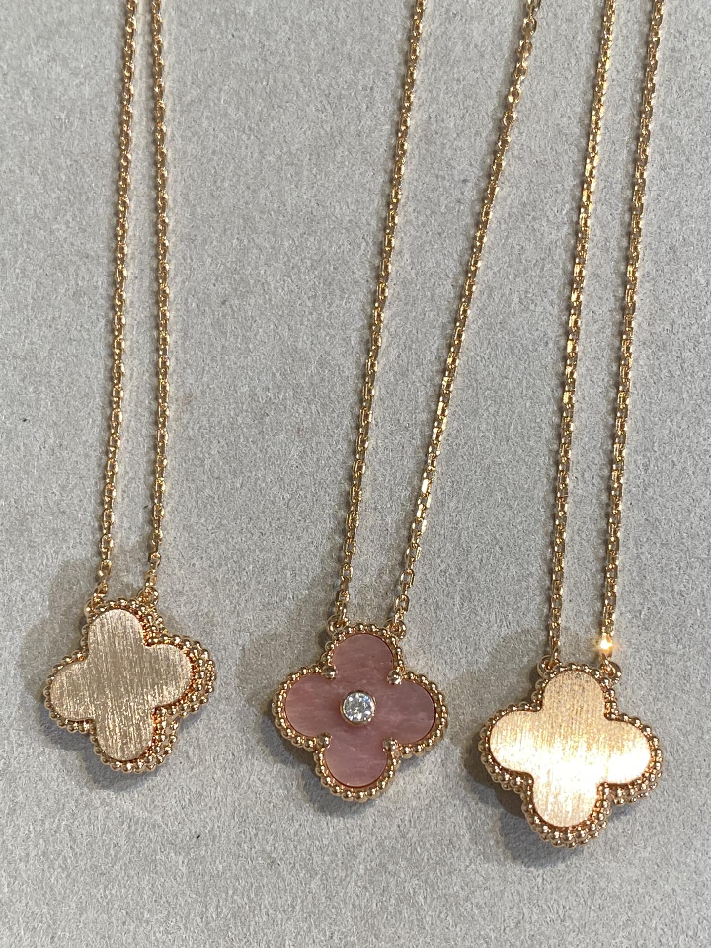 ¡®Moco¡¯CLOVER 15MM DIAMOND RHODONITE NECKLACE