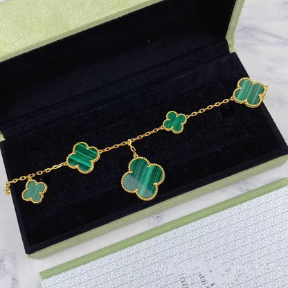 ¡®Moco¡¯MAGIC CLOVER MALACHITE GOLD BRACELET 5 MOTIFS