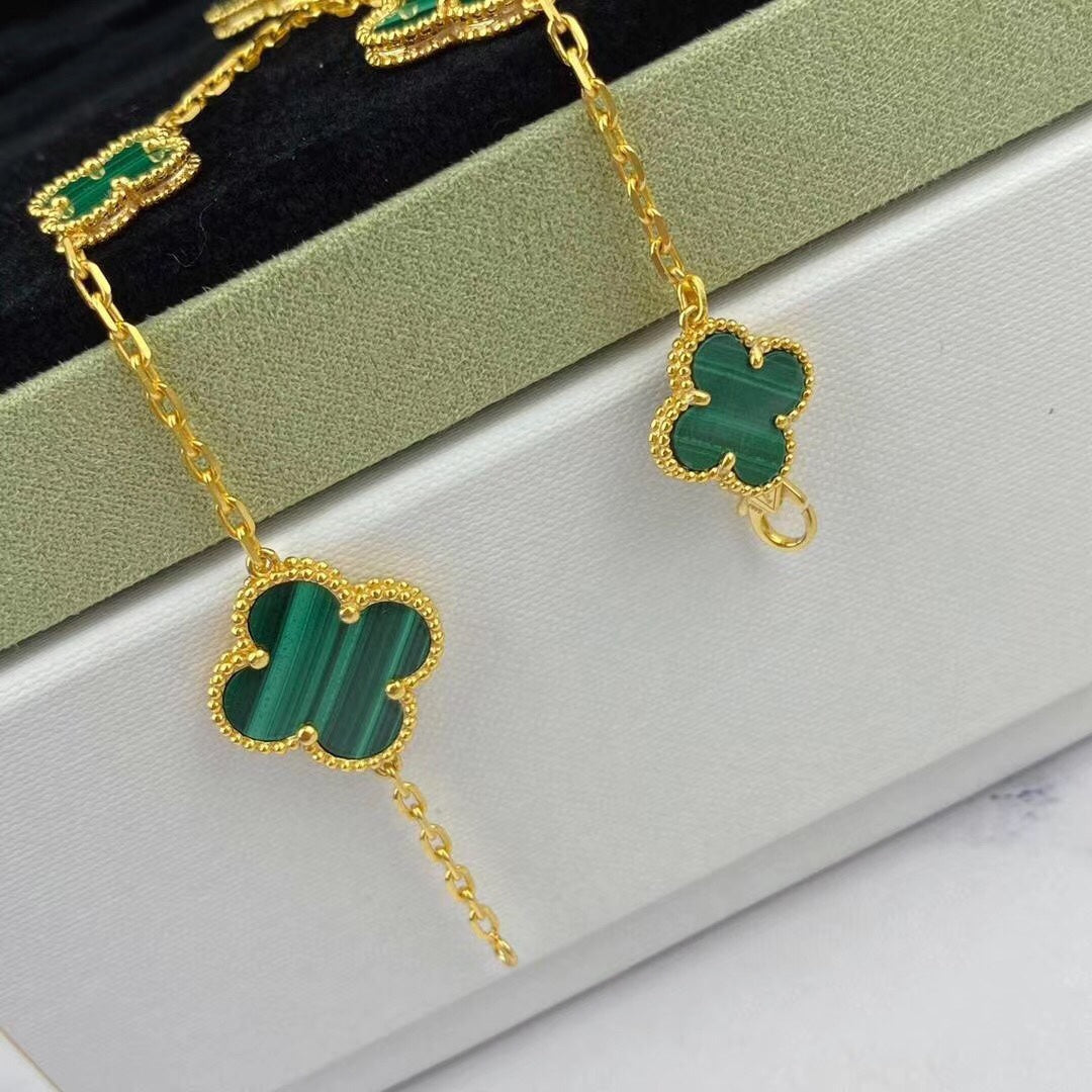 ¡®Moco¡¯MAGIC CLOVER MALACHITE GOLD BRACELET 5 MOTIFS