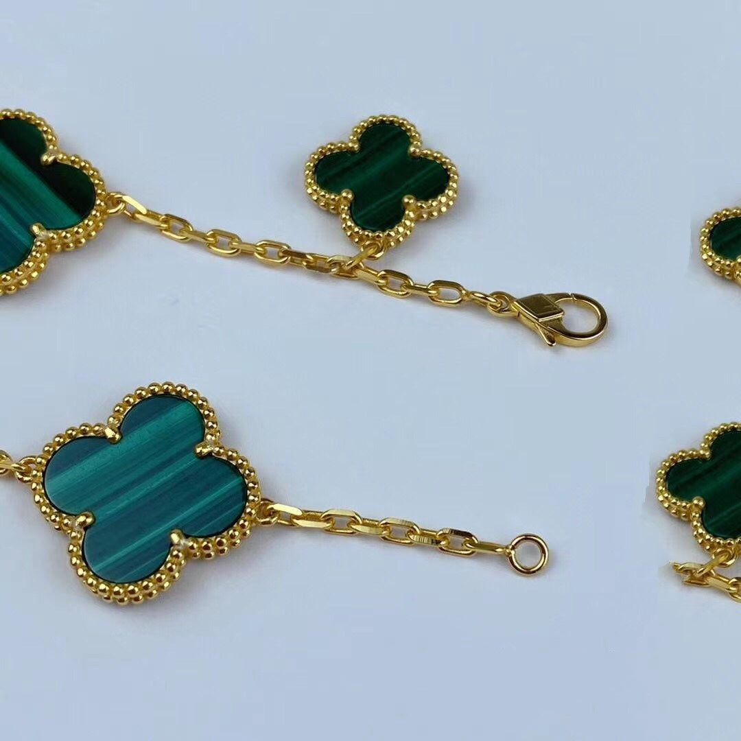 ¡®Moco¡¯MAGIC CLOVER MALACHITE GOLD BRACELET 5 MOTIFS