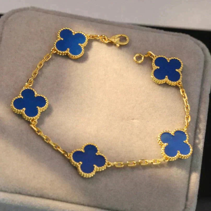 [Moco]New CLOVER 5 MOTIF BLUE AGATE BRACELET COLLECTION