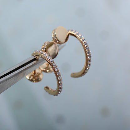 ¡®Moco¡¯JUSTE EARRINGS 12.75MM PINK GOLD DIAMOND