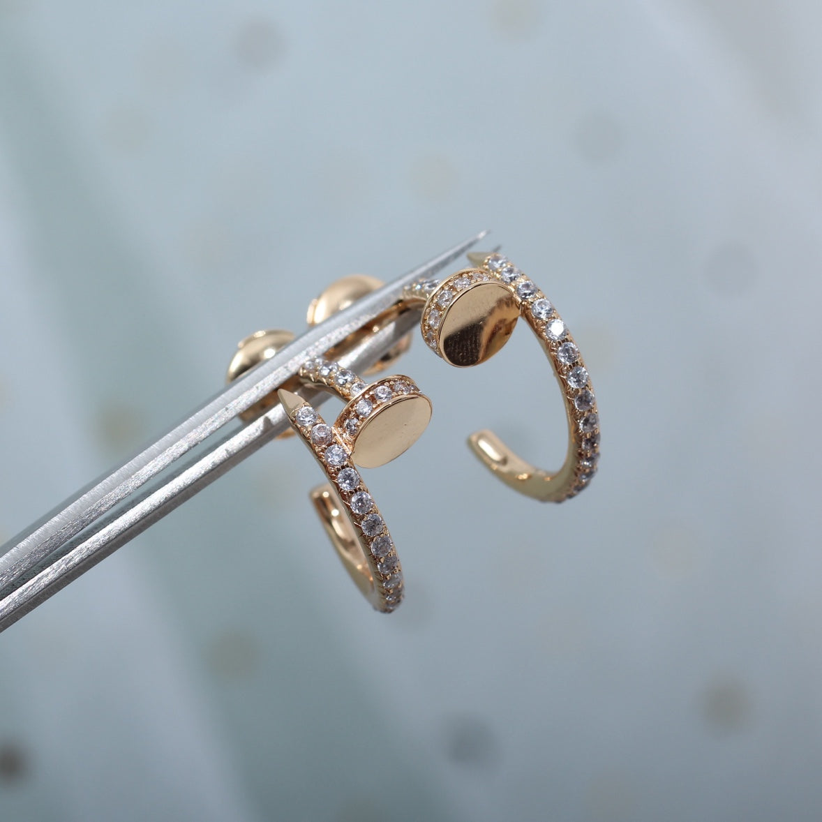 ¡®Moco¡¯JUSTE EARRINGS 12.75MM PINK GOLD DIAMOND
