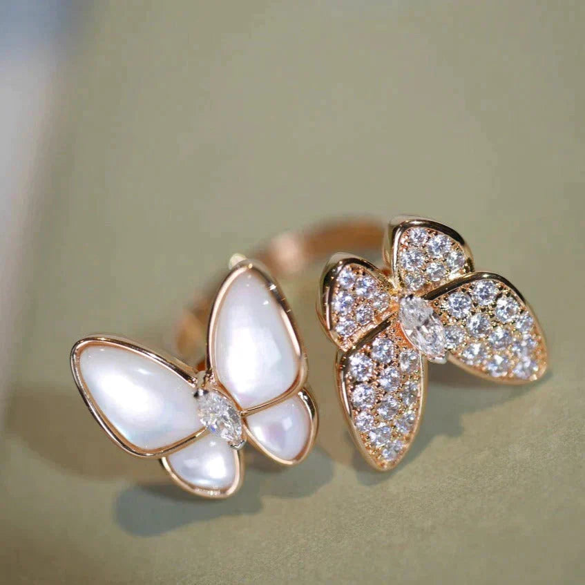 ¡®Moco¡¯TWIN BUTTERFLY DIAMOND MOP RING