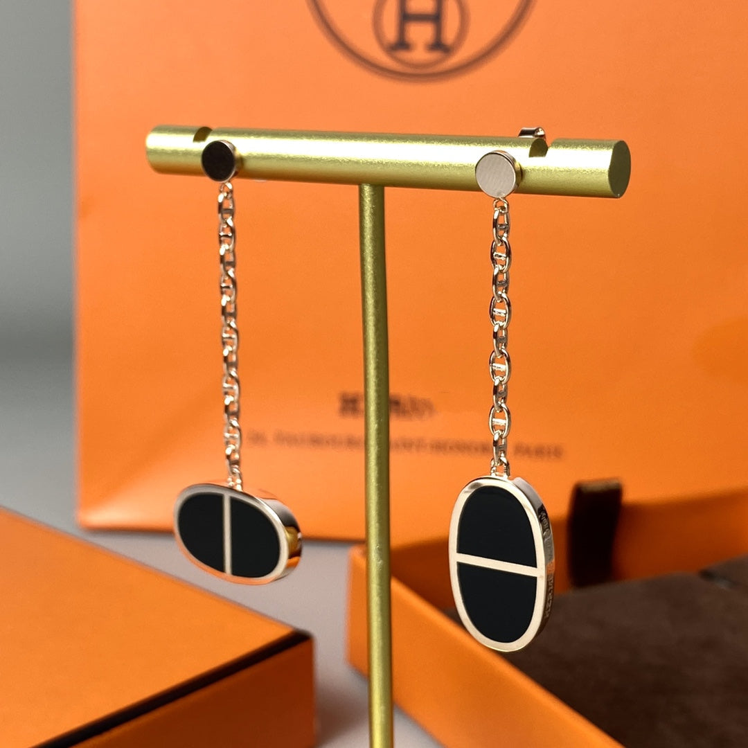 ¡®Moco¡¯CHAINE VERSO BLACK CERAMIC EARRINGS