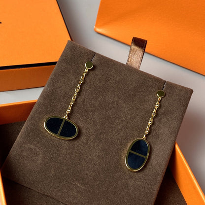 ¡®Moco¡¯CHAINE VERSO BLACK CERAMIC EARRINGS
