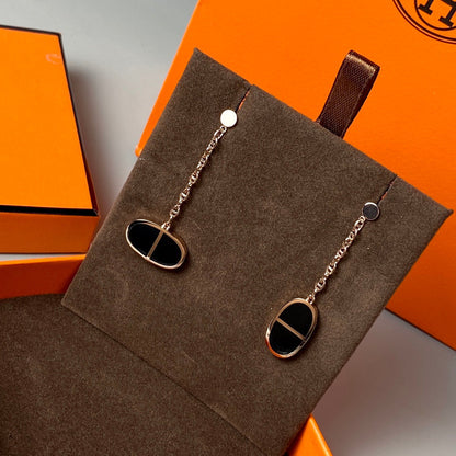 ¡®Moco¡¯CHAINE VERSO BLACK CERAMIC EARRINGS
