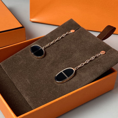 ¡®Moco¡¯CHAINE VERSO BLACK CERAMIC EARRINGS
