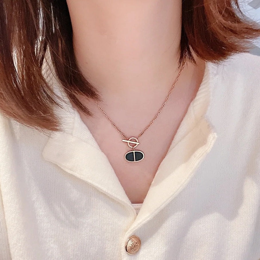 ¡®Moco¡¯CHAINE VERSO BLACK CERAMIC NECKLACE
