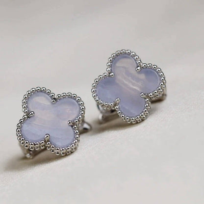 ¡®Moco¡¯CLOVER MEDIUM 1 MOTIFS  WHITE MOP EARRINGS SILVER