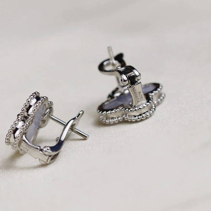 ¡®Moco¡¯CLOVER MEDIUM 1 MOTIFS  WHITE MOP EARRINGS SILVER