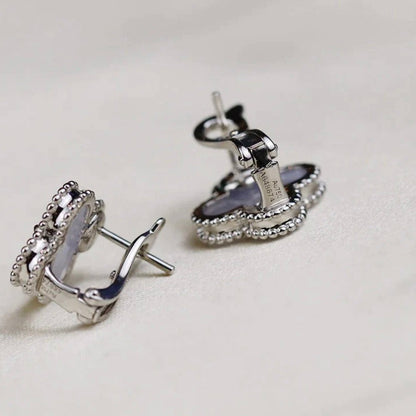 ¡®Moco¡¯CLOVER MEDIUM 1 MOTIFS  WHITE MOP EARRINGS SILVER