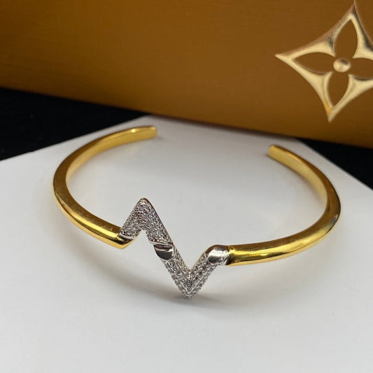 ¡®Moco¡¯VOLTE UPSITE DOWN DIAMOND GOLD OPEN BRACELET