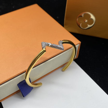 ¡®Moco¡¯VOLTE UPSITE DOWN DIAMOND GOLD OPEN BRACELET