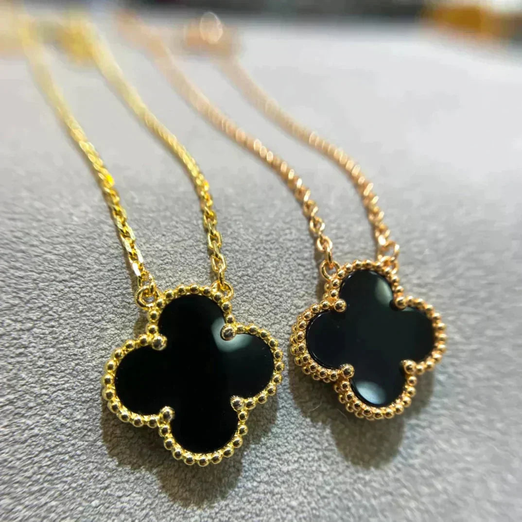 ¡®Moco¡¯CLOVER 15MM BLACK ONYX SINGLE FLOWER NECKLACE