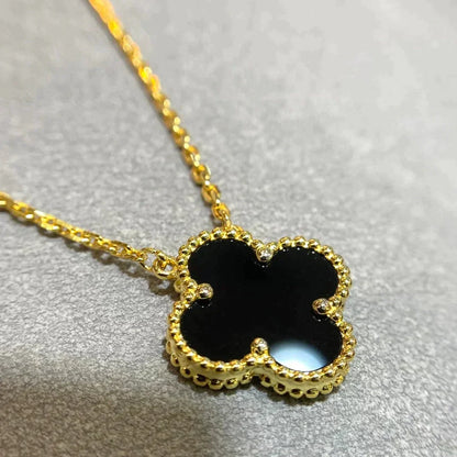 ¡®Moco¡¯CLOVER 15MM BLACK ONYX SINGLE FLOWER NECKLACE