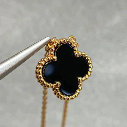 ¡®Moco¡¯CLOVER 15MM BLACK ONYX SINGLE FLOWER NECKLACE