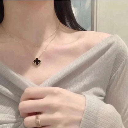 ¡®Moco¡¯CLOVER 15MM BLACK ONYX SINGLE FLOWER NECKLACE
