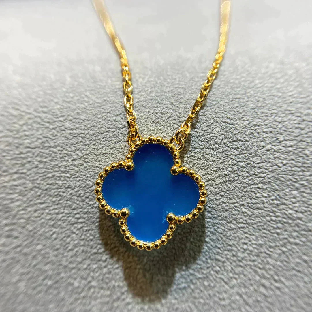 ¡®Moco¡¯CLOVER 15MM BLUE AGATE NECKLACE