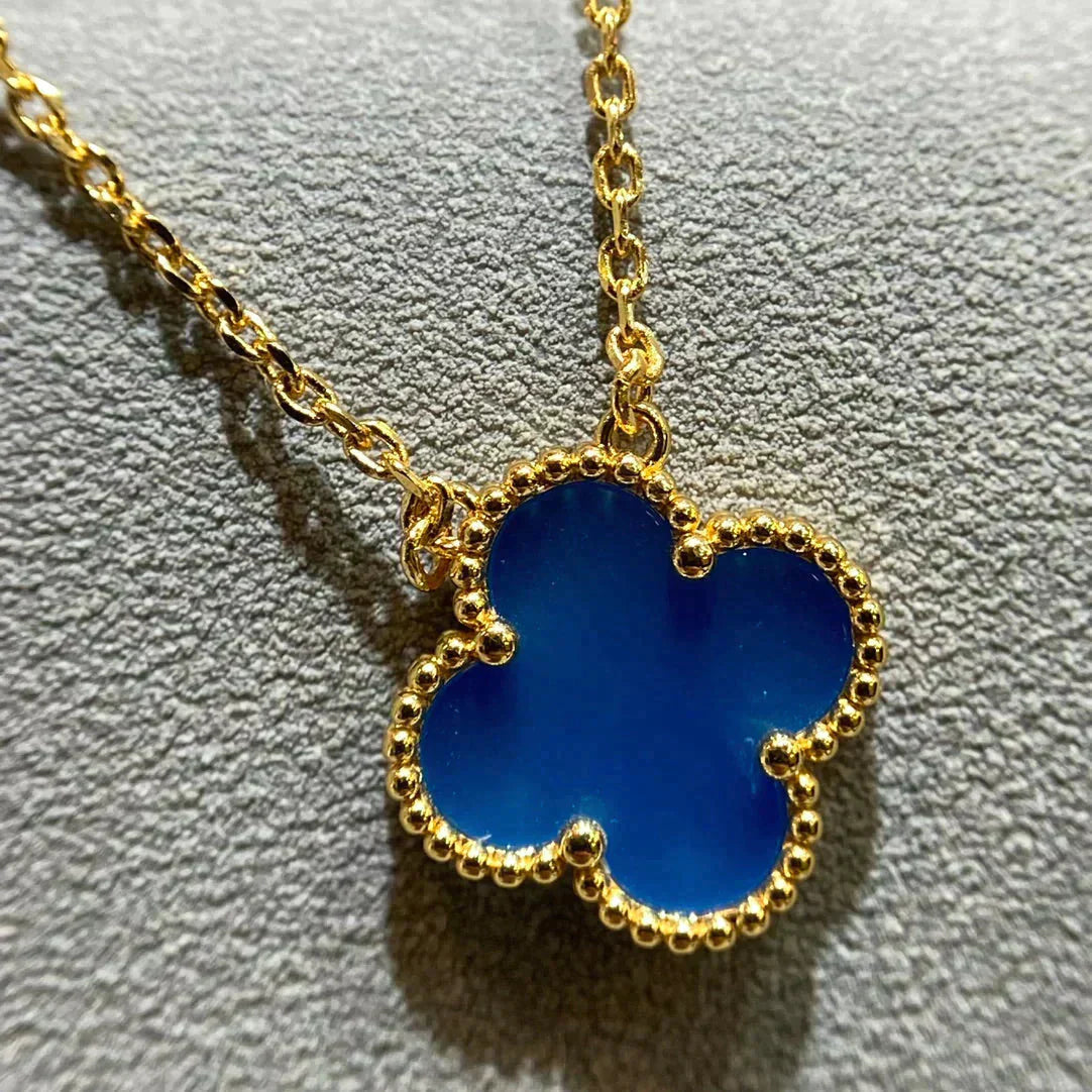 ¡®Moco¡¯CLOVER 15MM BLUE AGATE NECKLACE