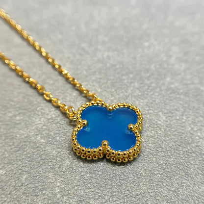 ¡®Moco¡¯CLOVER 15MM BLUE AGATE NECKLACE