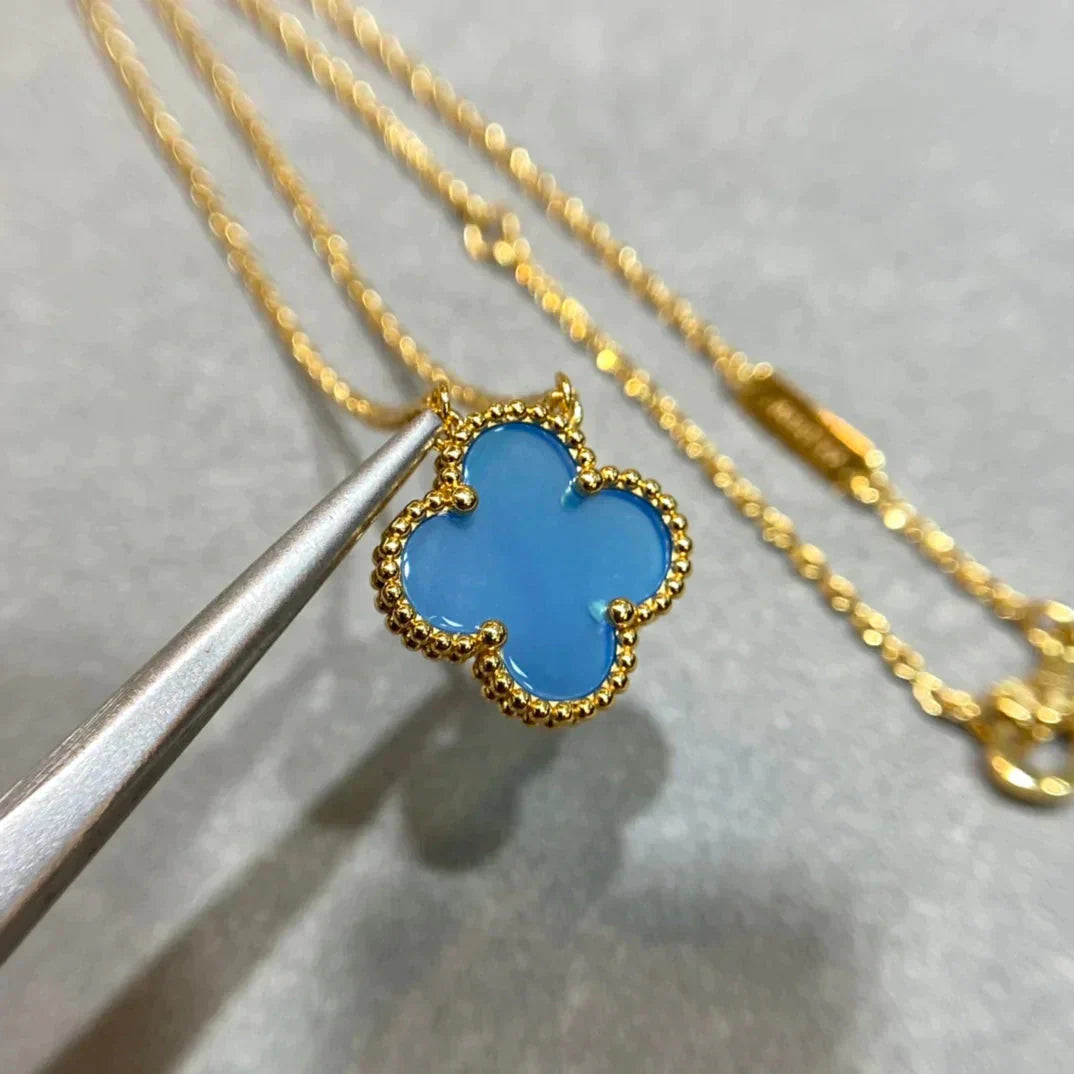 ¡®Moco¡¯CLOVER 15MM BLUE AGATE NECKLACE
