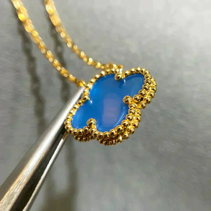 ¡®Moco¡¯CLOVER 15MM BLUE AGATE NECKLACE