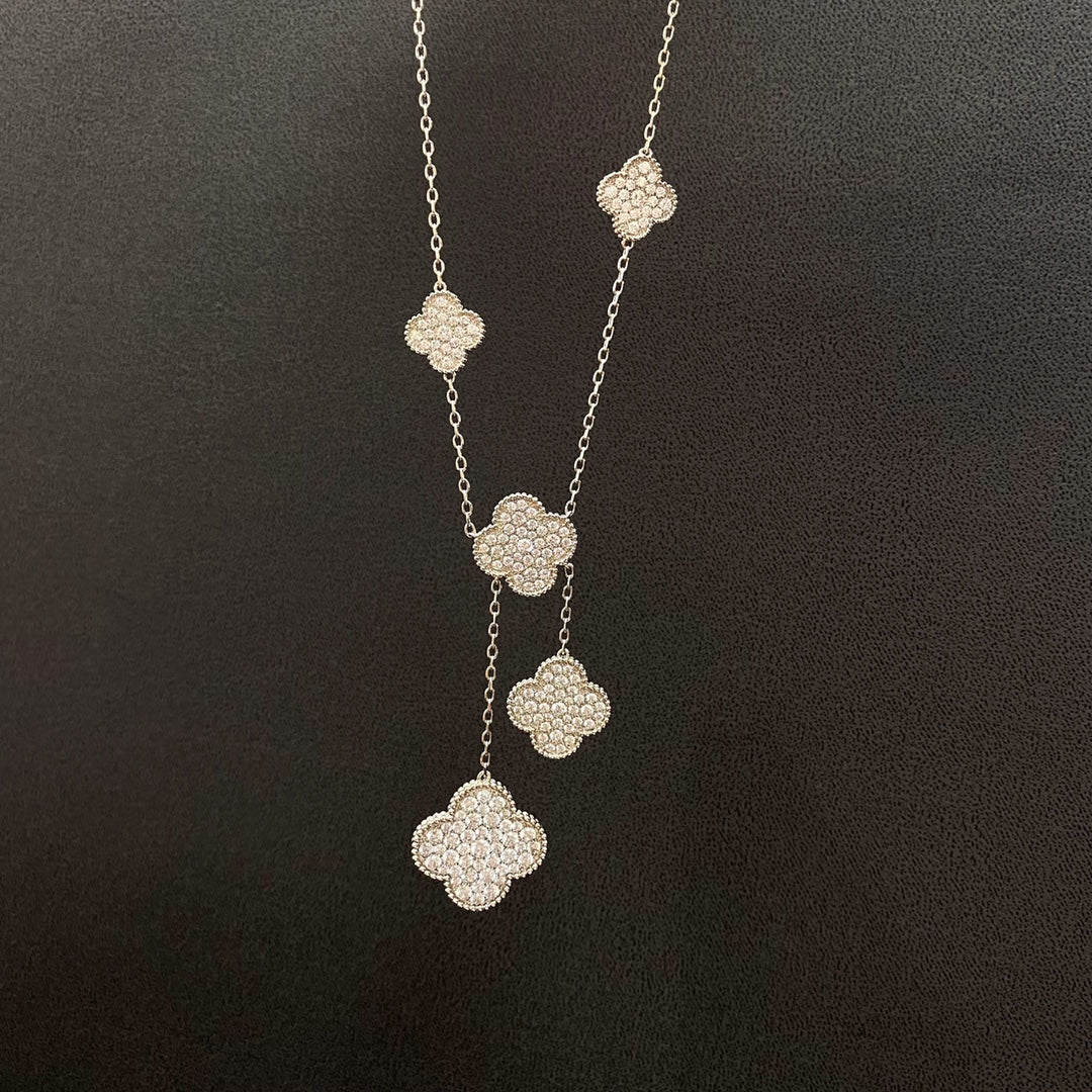 ¡®Moco¡¯CLOVER 5 MOTIFS SILVER DIAMONDS NECKLACE