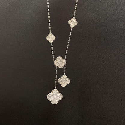 ¡®Moco¡¯CLOVER 5 MOTIFS SILVER DIAMONDS NECKLACE