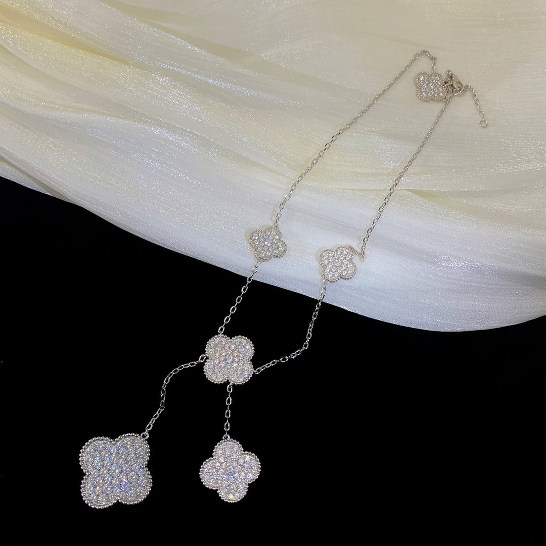 ¡®Moco¡¯CLOVER 5 MOTIFS SILVER DIAMONDS NECKLACE