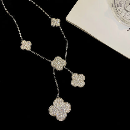 ¡®Moco¡¯CLOVER 5 MOTIFS SILVER DIAMONDS NECKLACE
