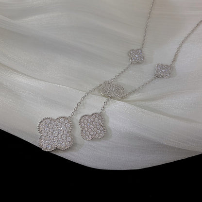 ¡®Moco¡¯CLOVER 5 MOTIFS SILVER DIAMONDS NECKLACE