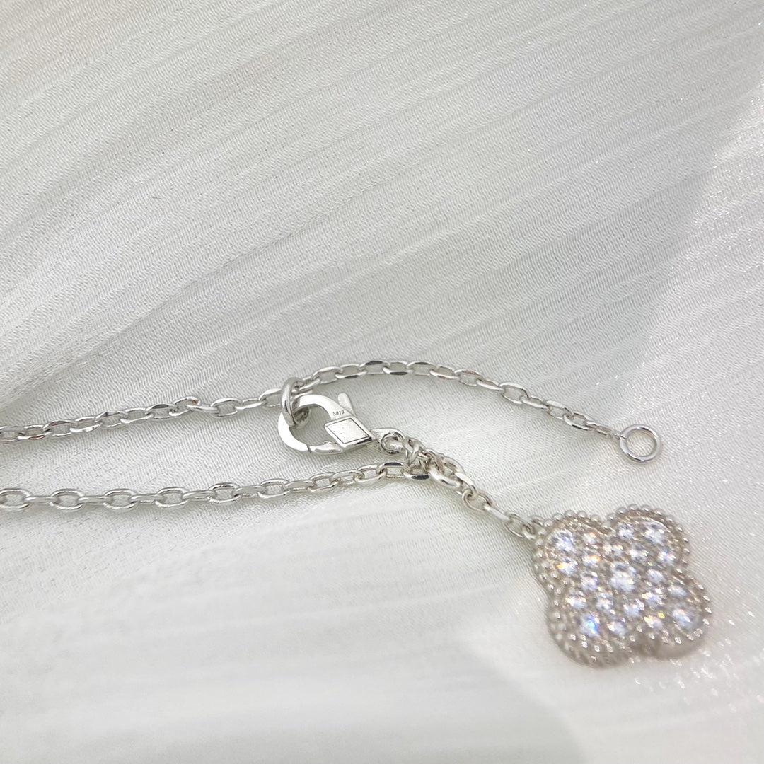 ¡®Moco¡¯CLOVER 5 MOTIFS SILVER DIAMONDS NECKLACE