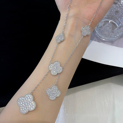 ¡®Moco¡¯CLOVER 5 MOTIFS SILVER DIAMONDS NECKLACE