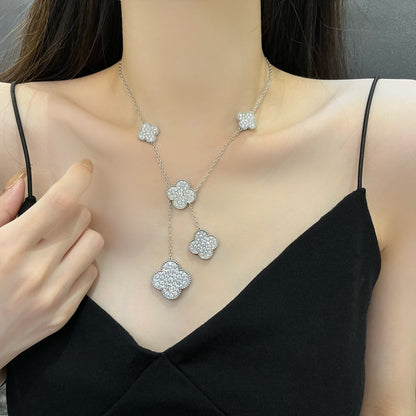 ¡®Moco¡¯CLOVER 5 MOTIFS SILVER DIAMONDS NECKLACE