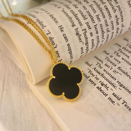 ¡®Moco¡¯CLOVER 25MM NECKLACE GOLD ONYX