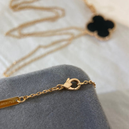 ¡®Moco¡¯CLOVER 25MM NECKLACE GOLD ONYX